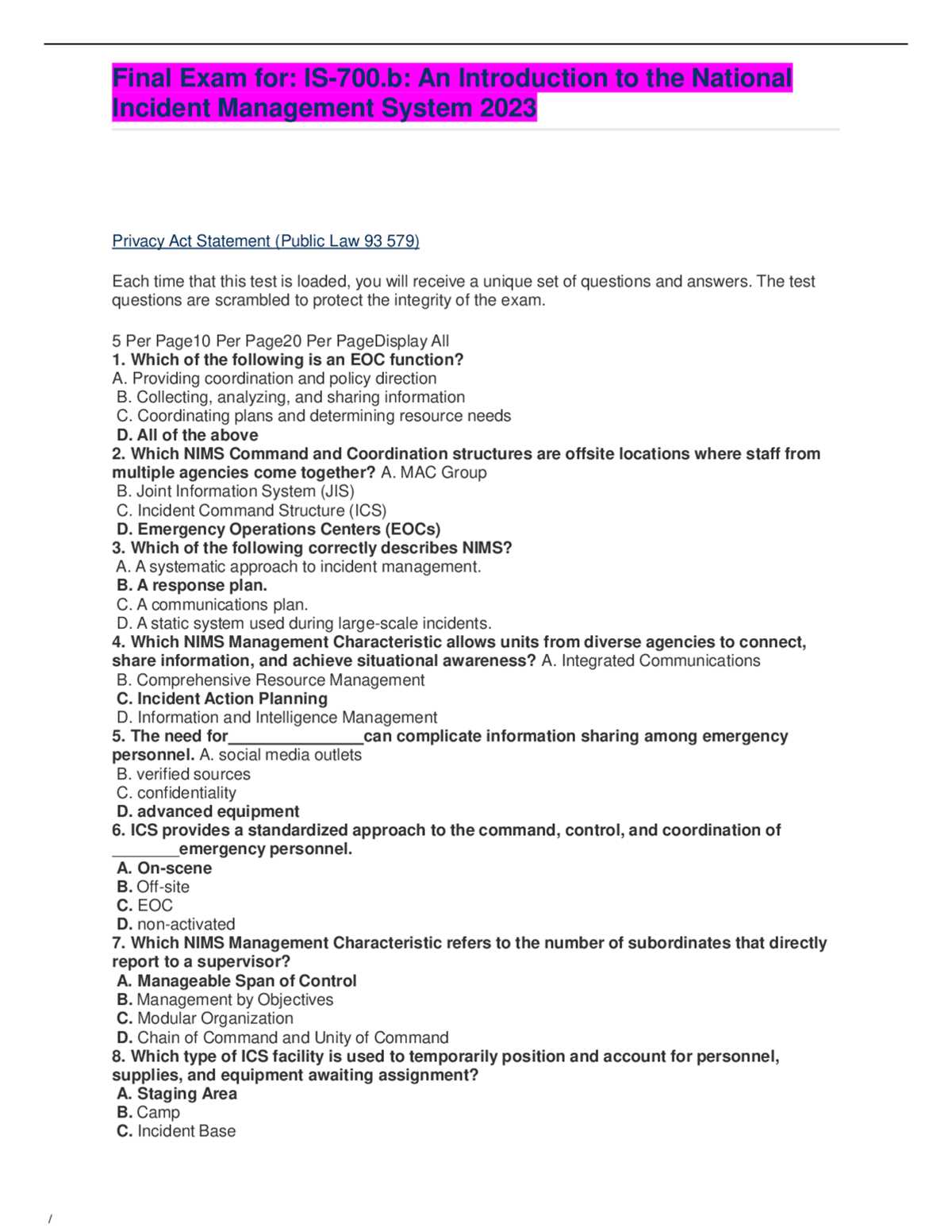 ics 100 test answer key