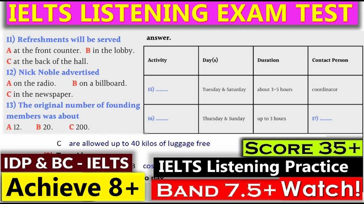 ielts test 1 listening answers