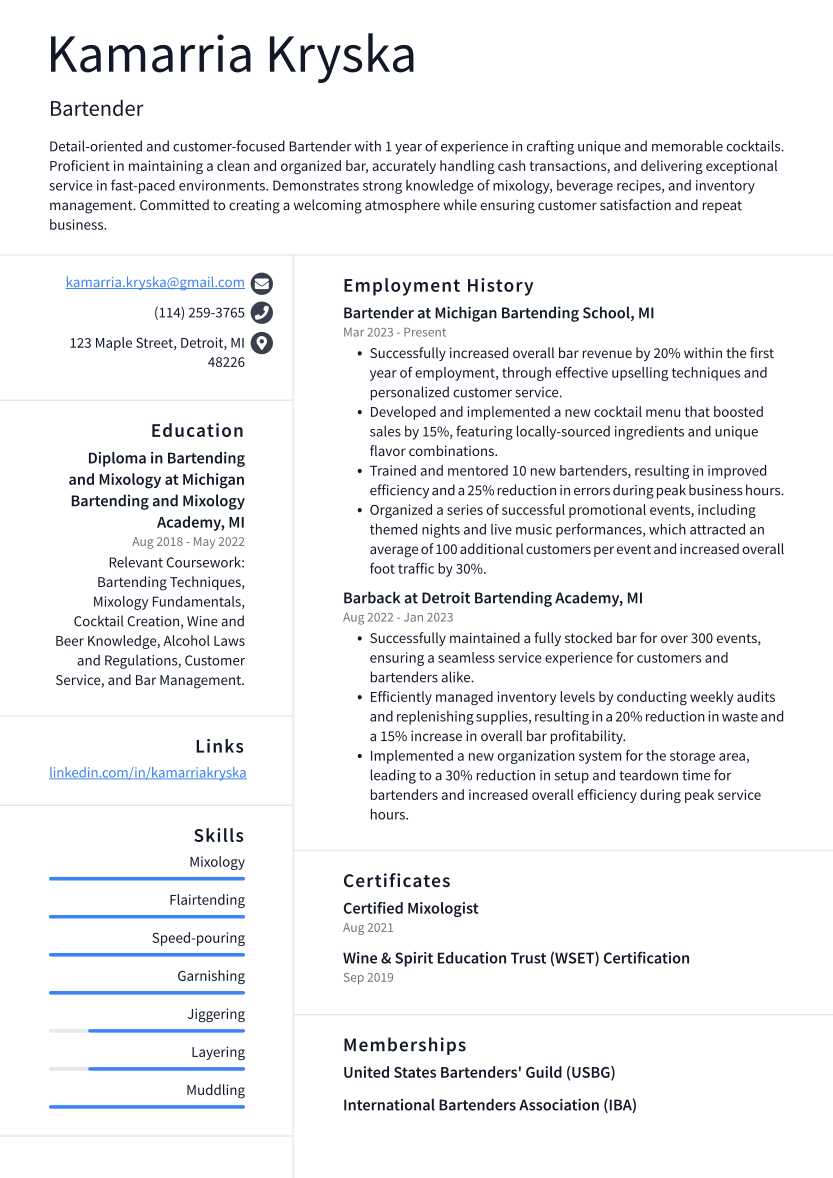 indeed bartender assessment test answers