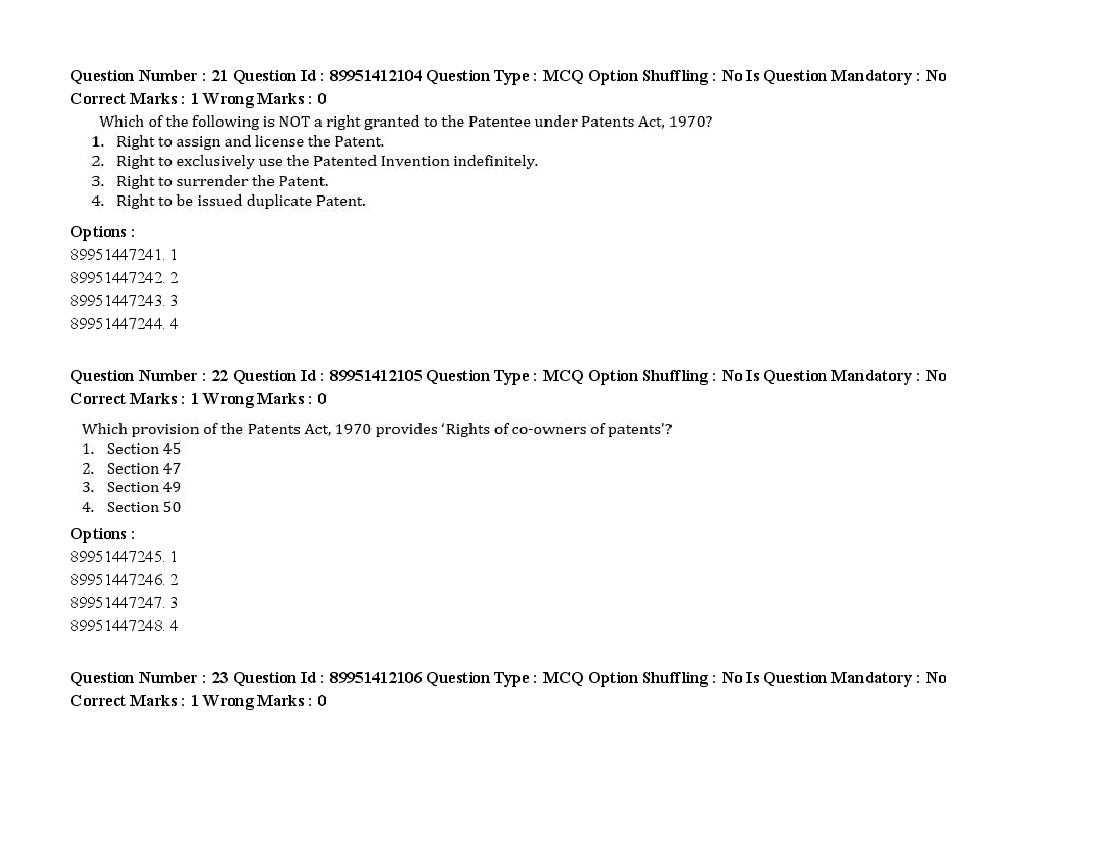 intellectual property exam questions and answers