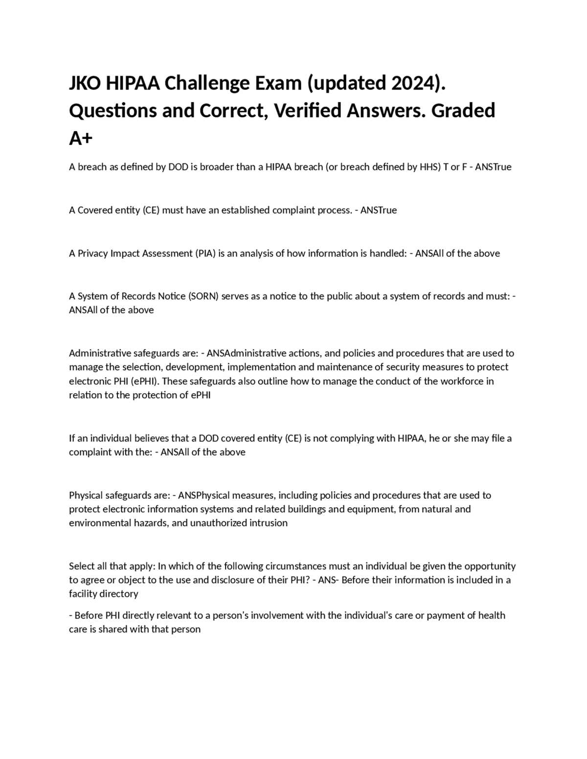 jko hipaa post test answers