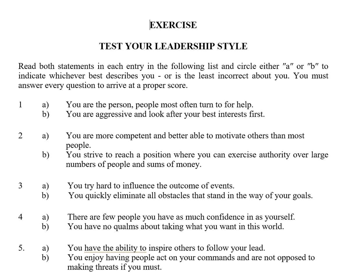 leadership test questions and answers