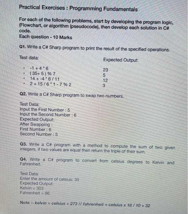 learn to program the fundamentals final exam answers