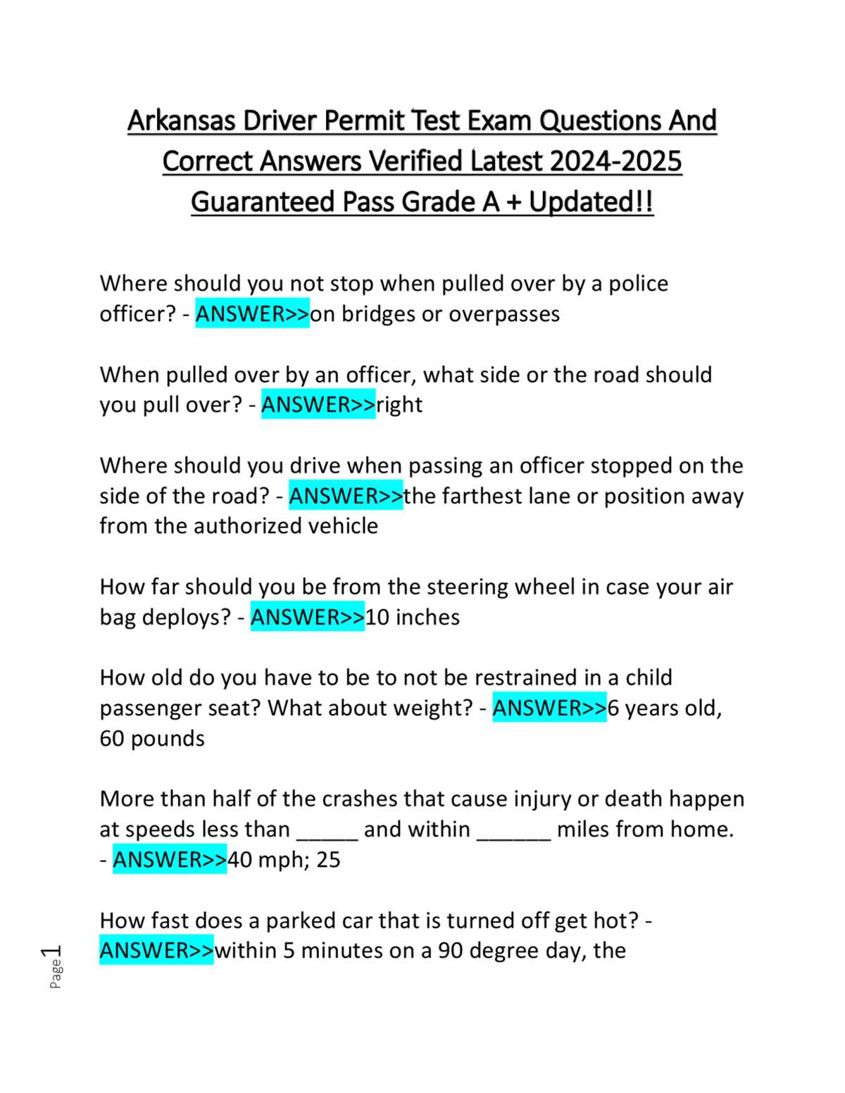 learners permit practice test questions answers