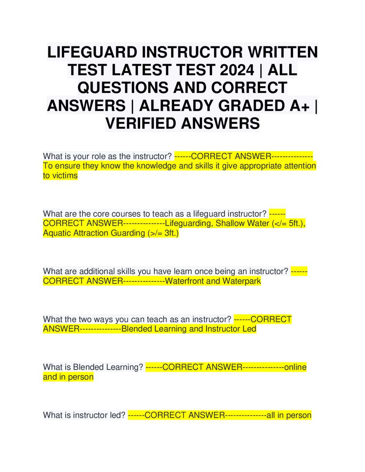 lifeguarding skills test answers