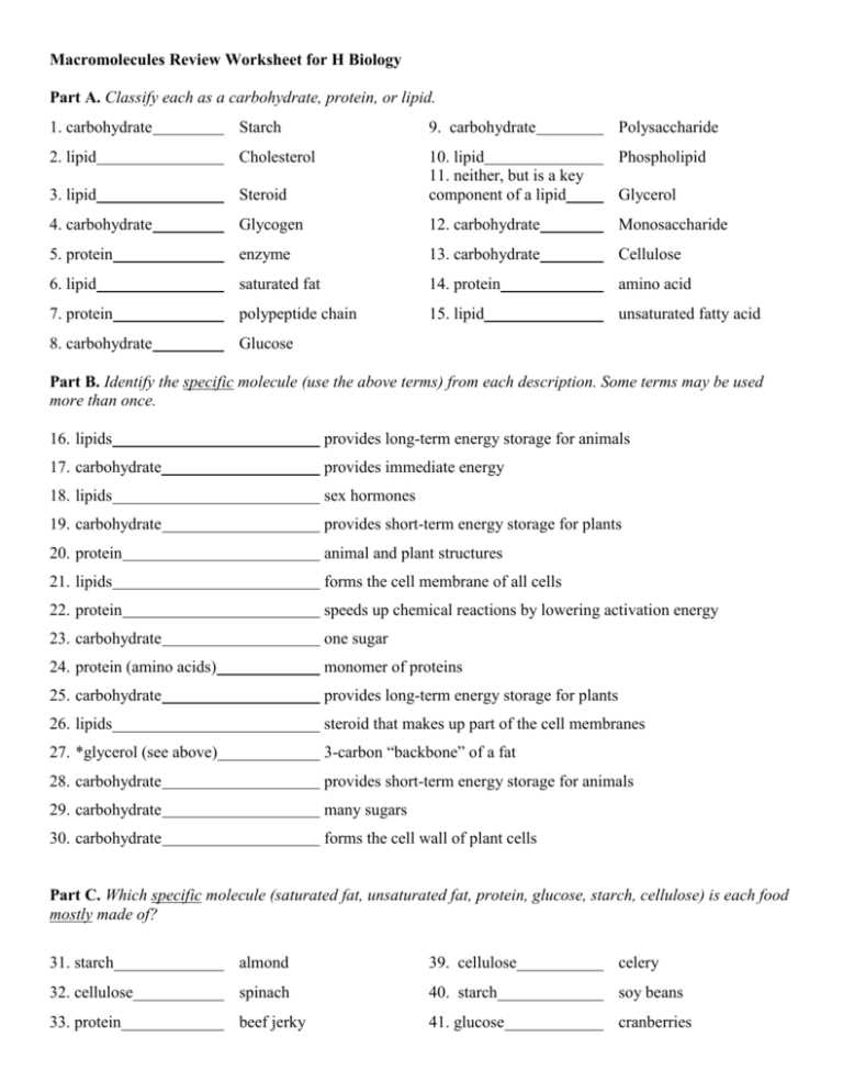 lipids labster biochemistry tests for food macromolecules answers
