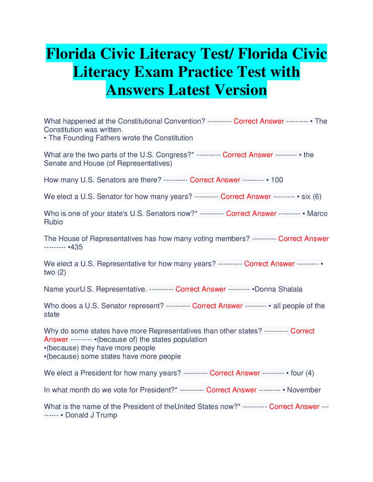 literacy test answers