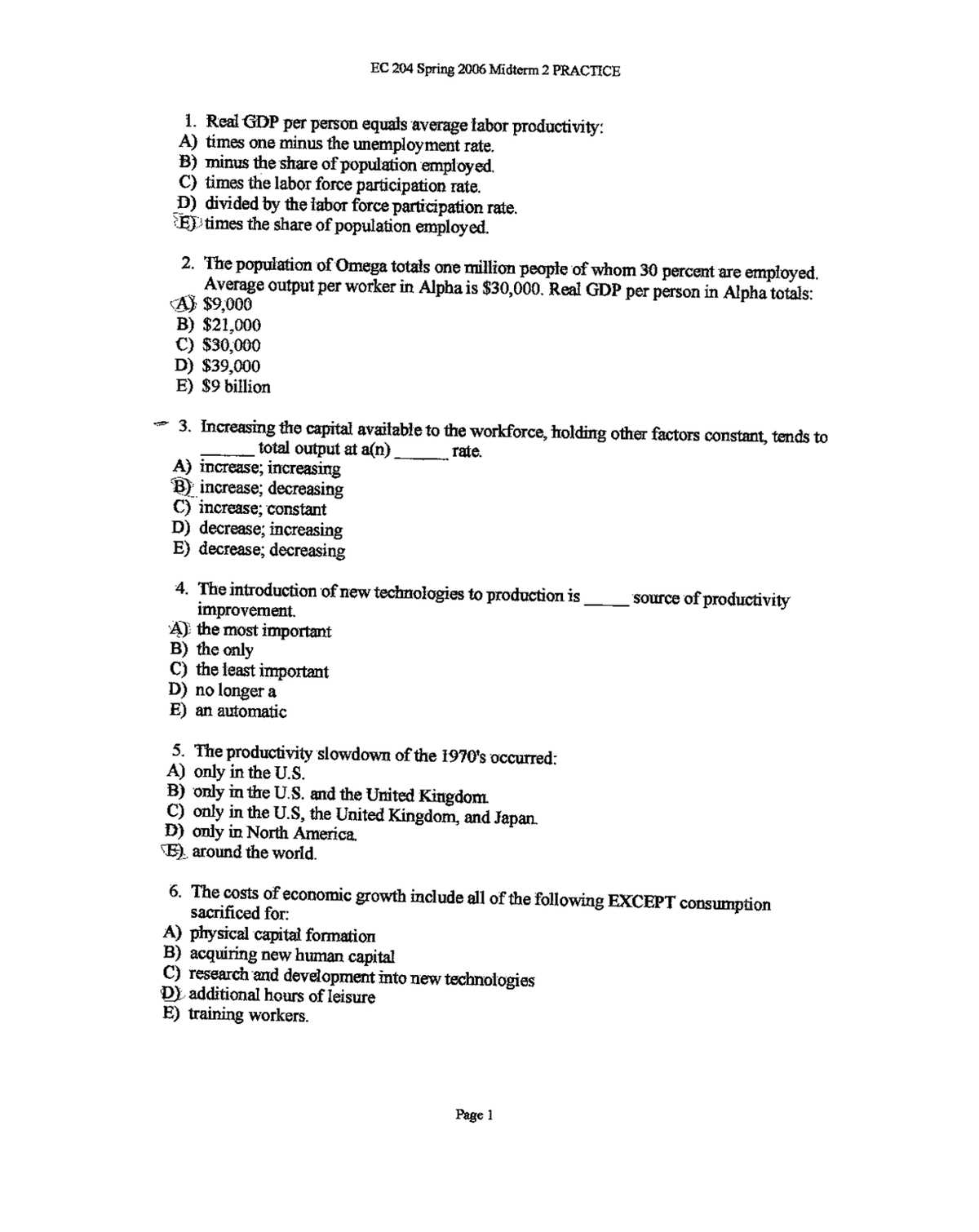 macroeconomics exam 2 answers