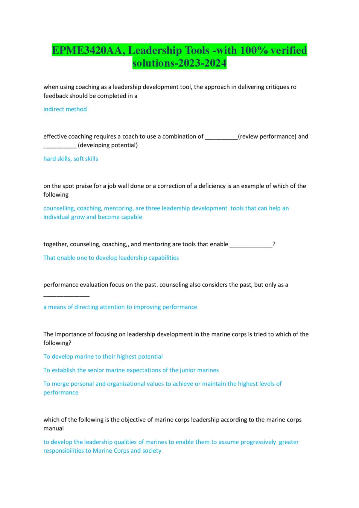 marinenet leadership tools test answers