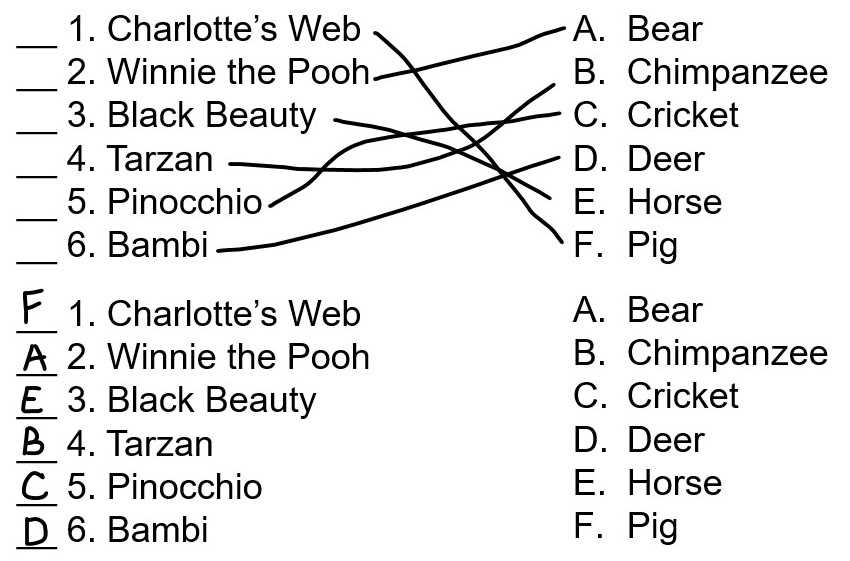 matching type test with answer