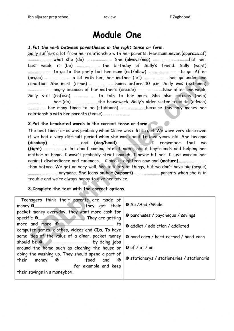 module 1 test review answers