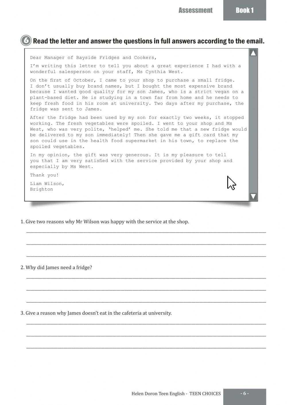 mr wilsons test answers