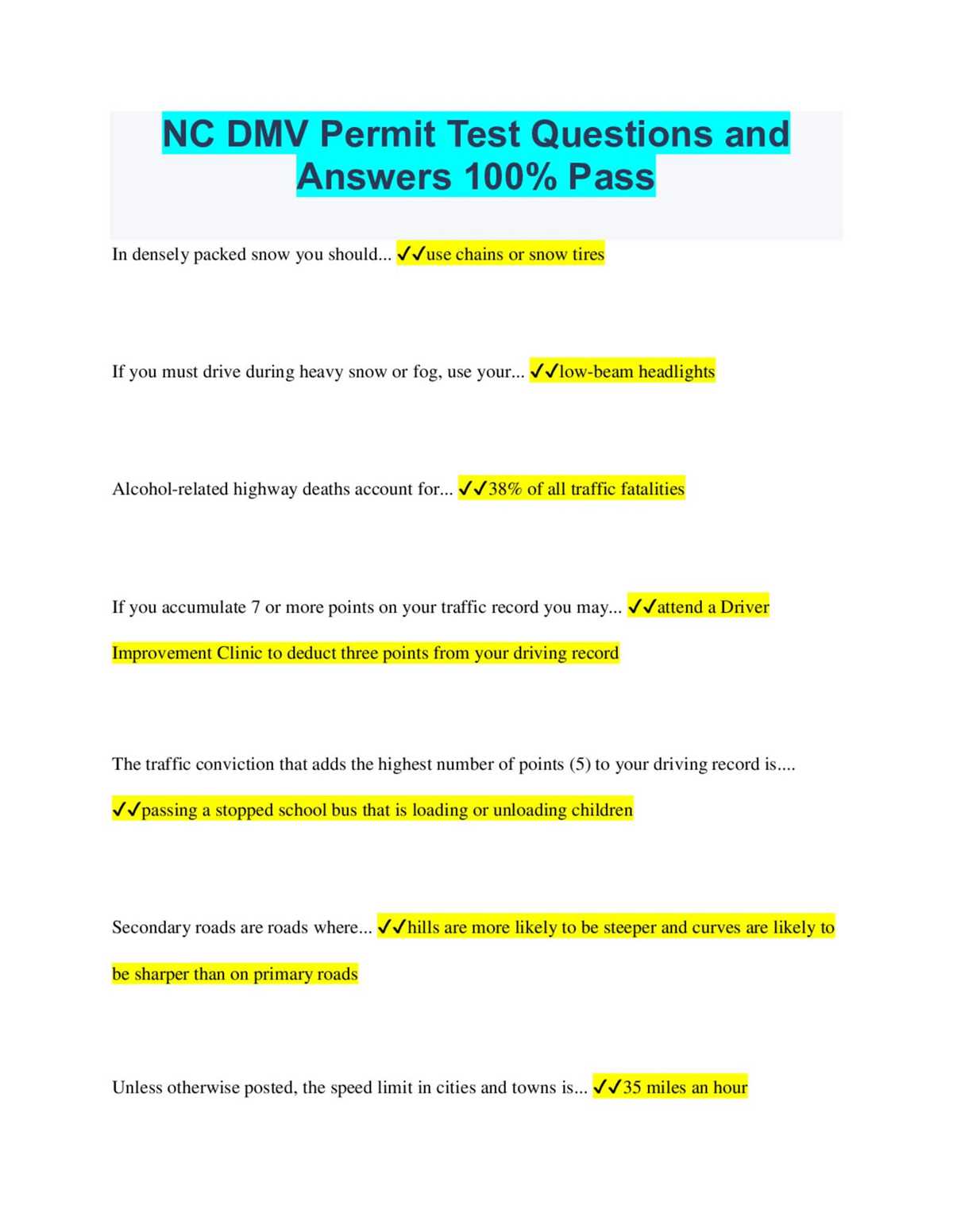 nc license test answers