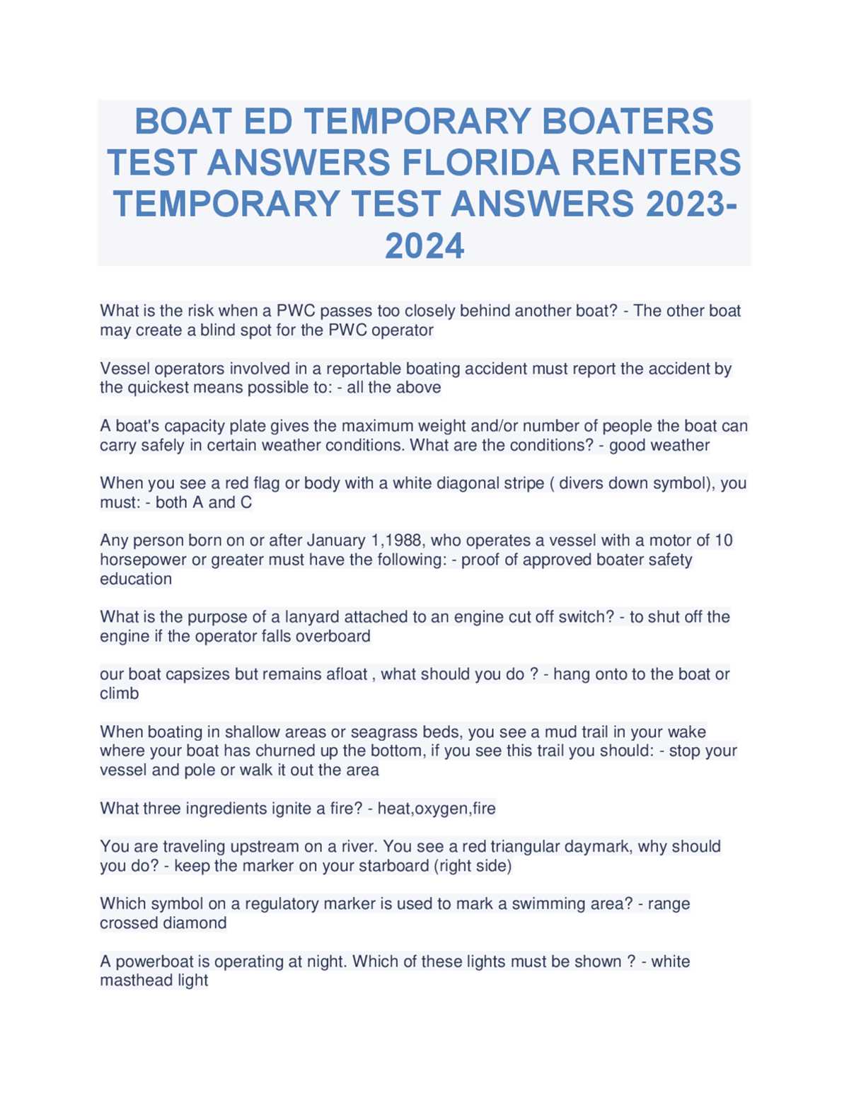 nevada boating exam answers
