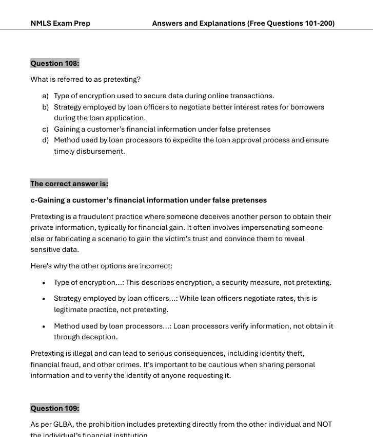 nmls test questions and answers