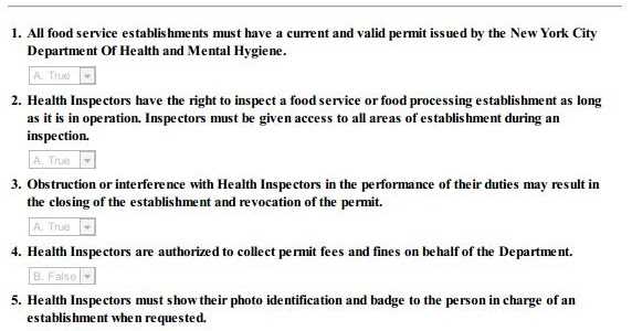 nyc food safety exam answers