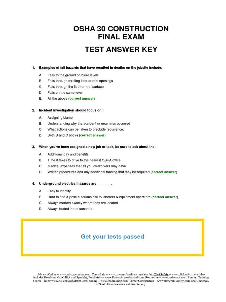 osha 30 test answer key