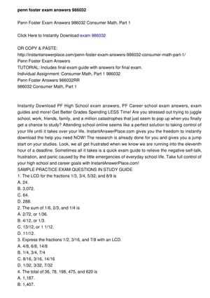 penn foster main ideas exam answers