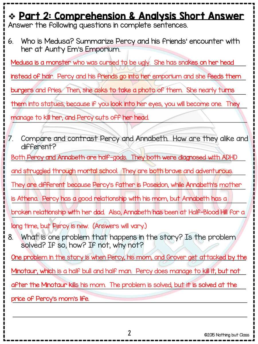 percy jackson the lightning thief ar test answers