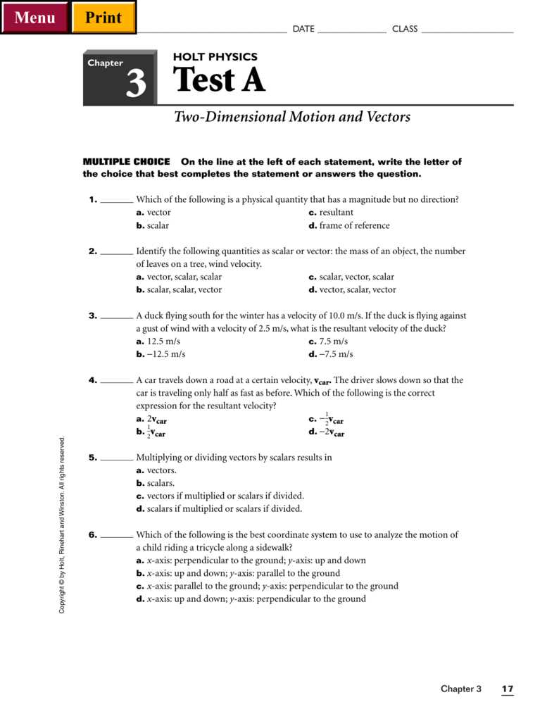 physics tests and answers