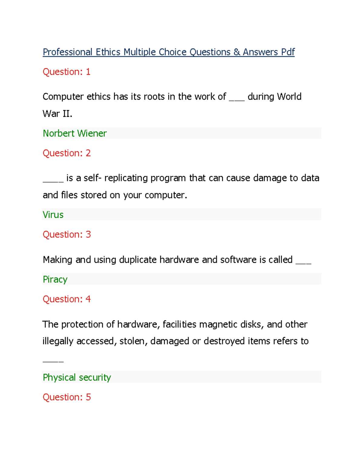 professional ethics exam questions and answers professional ethics exam questions and answers