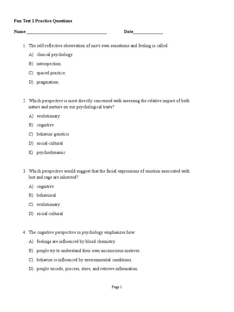 psychology test answers questions