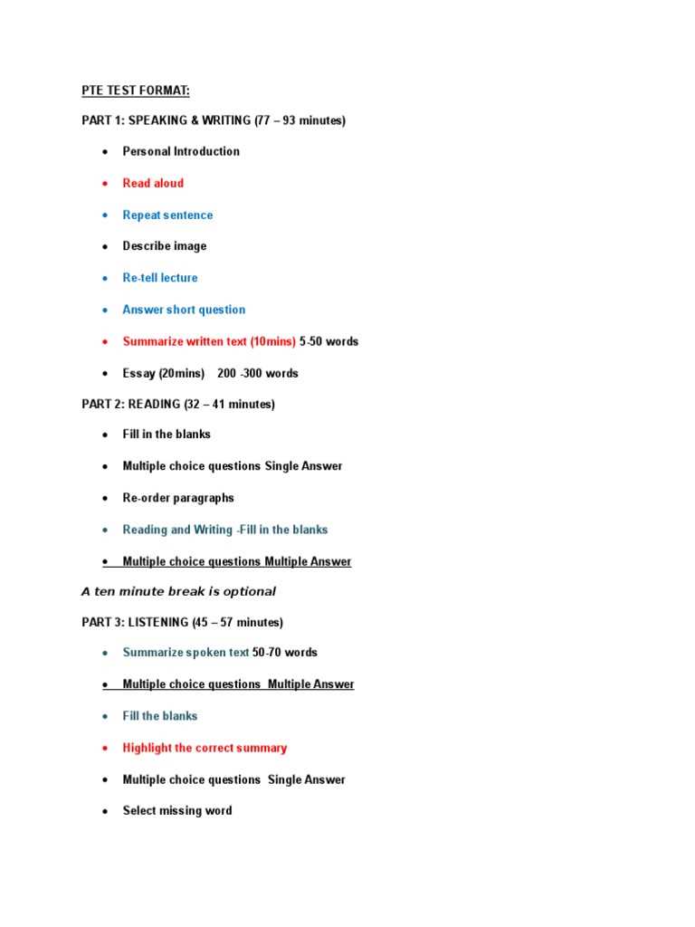 pte exam short answer questions