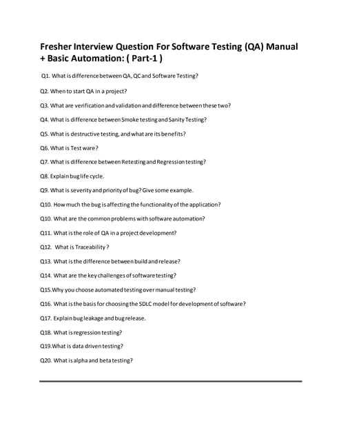 qa tester interview questions and answers