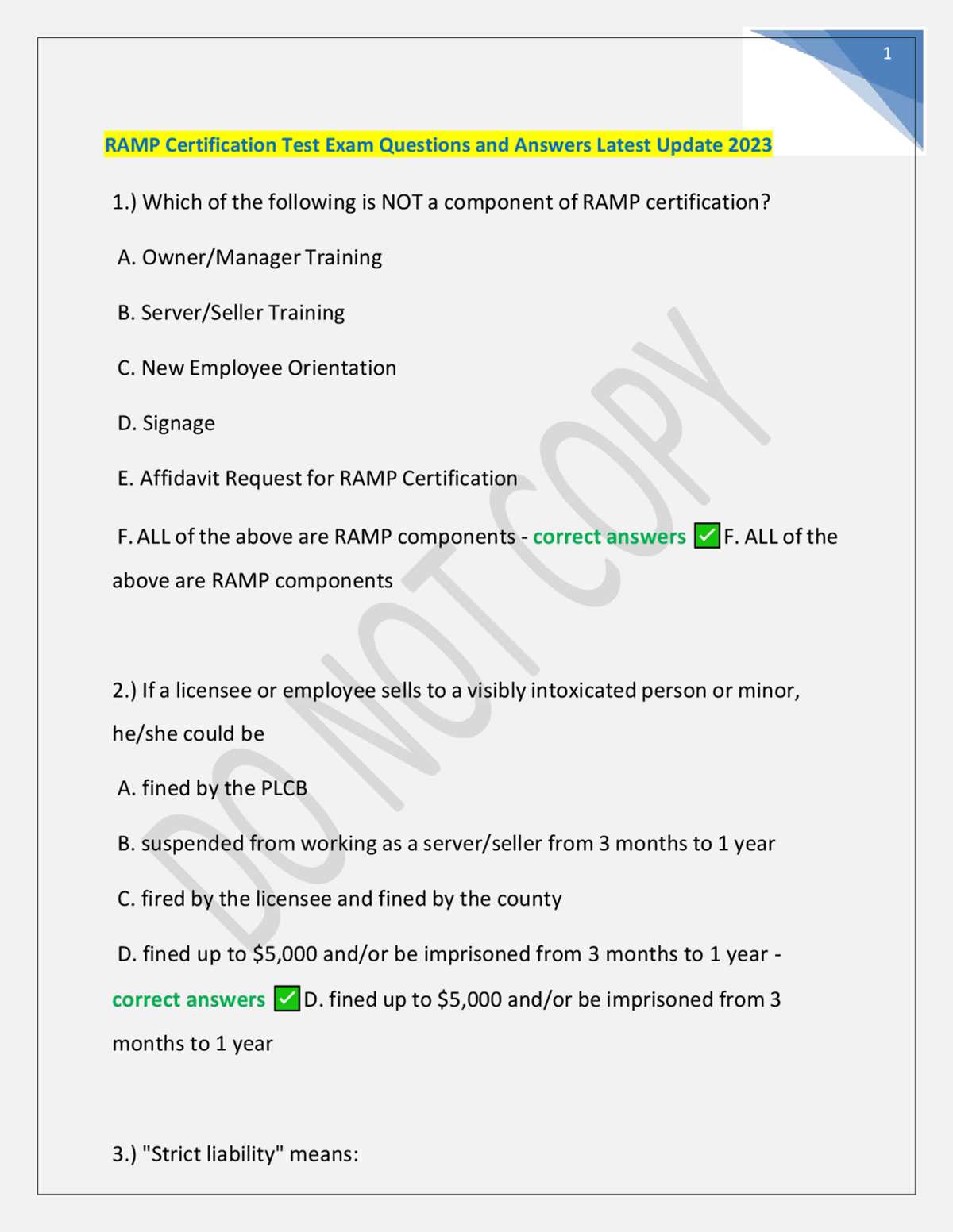 ramp certified test answers