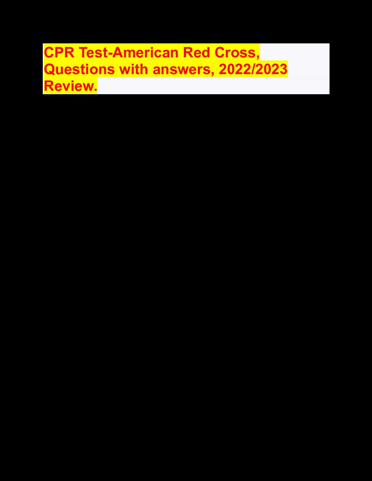 red cross cpr online test answers