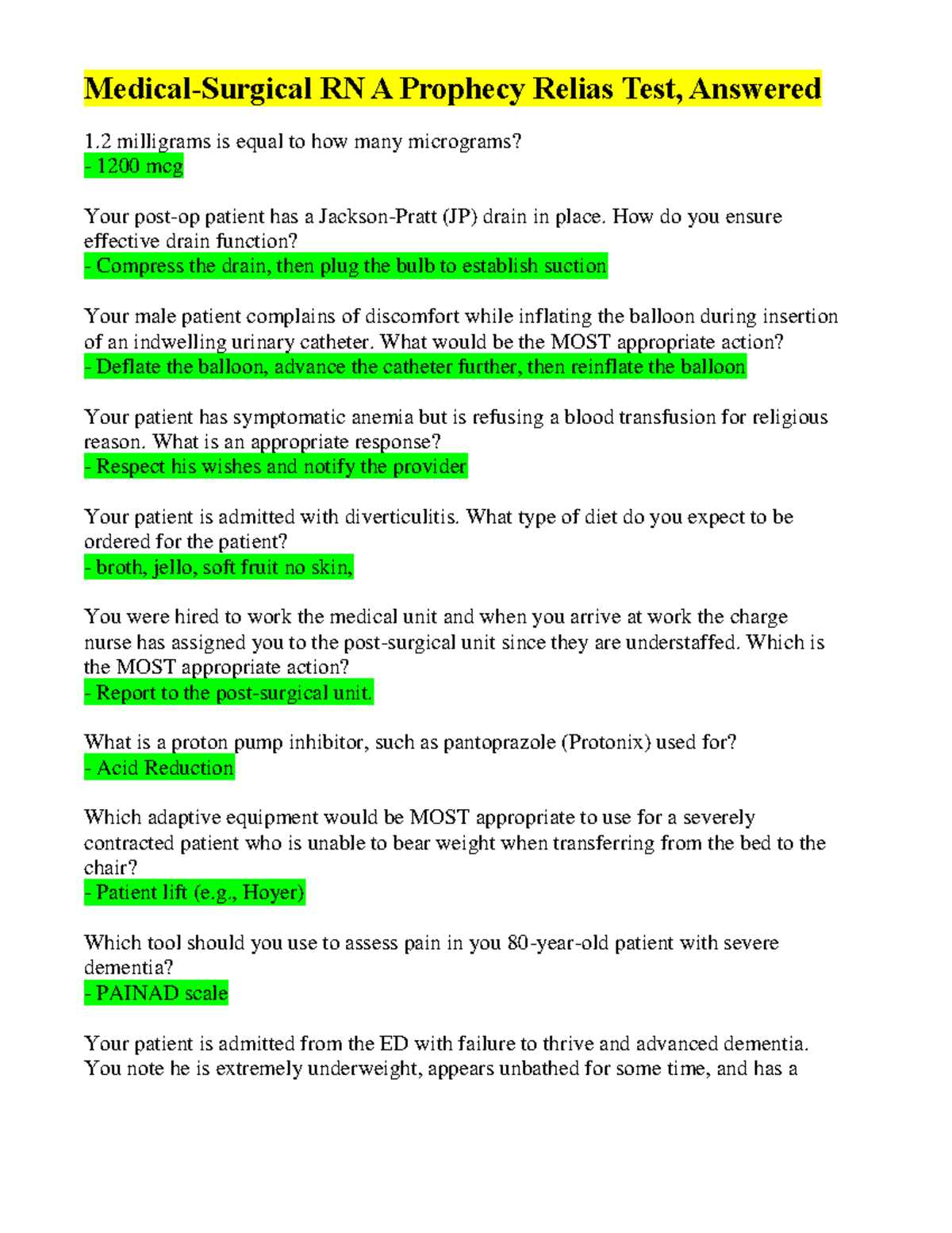 relias test answers download