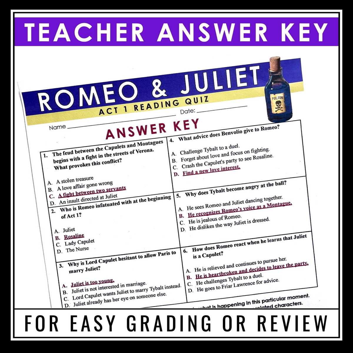 romeo and juliet act 2 test answer key