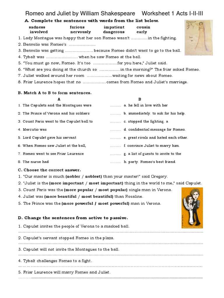 romeo and juliet test answer key
