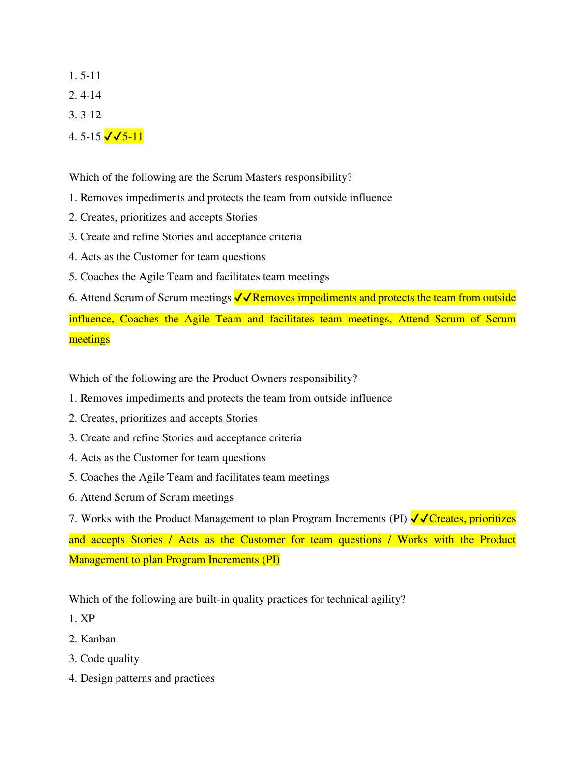 safe certification exam answers