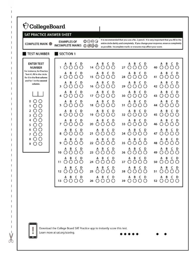 sat practice test 7 answer sheet