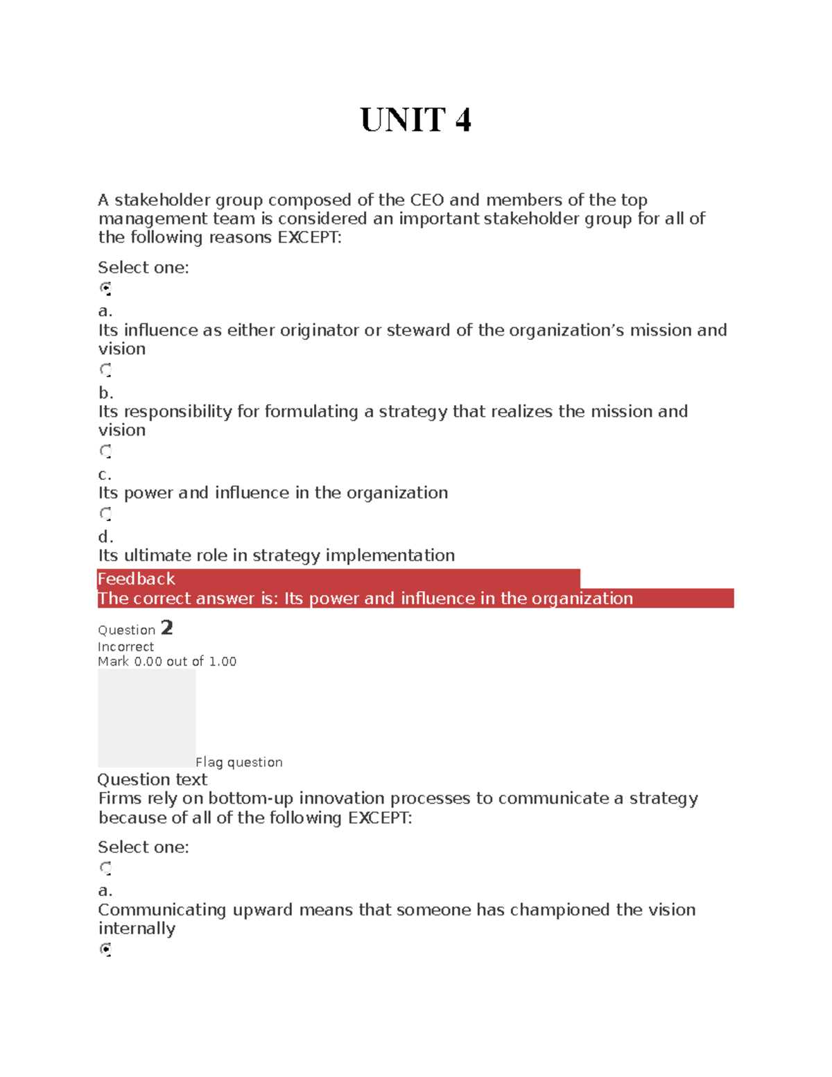self management group test answers