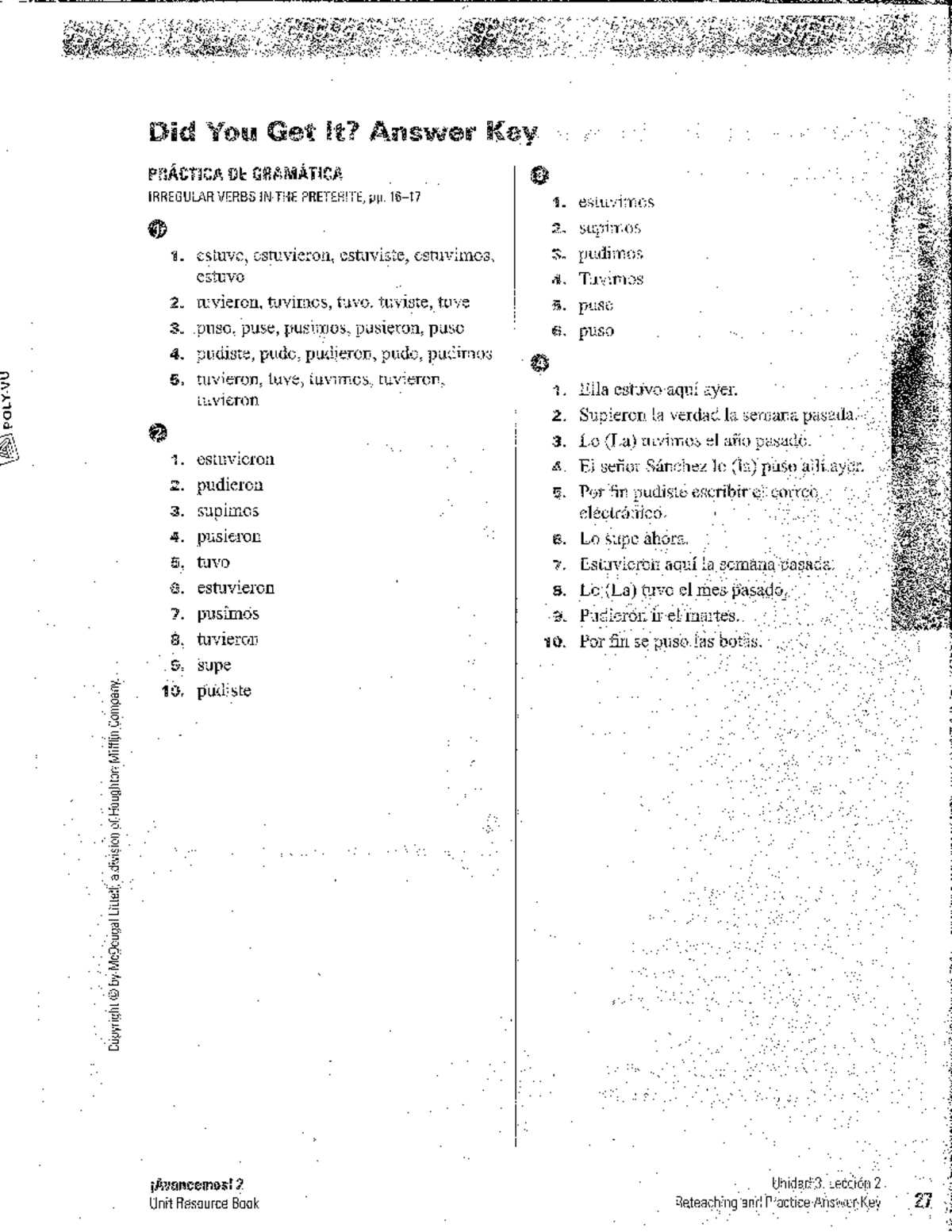 spanish 2 midterm exam answers
