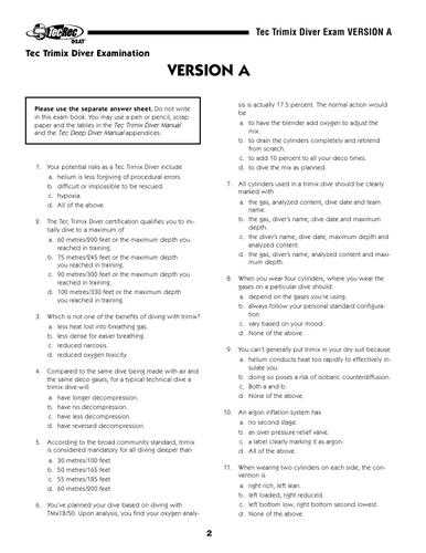 ssi open water diver final exam answers