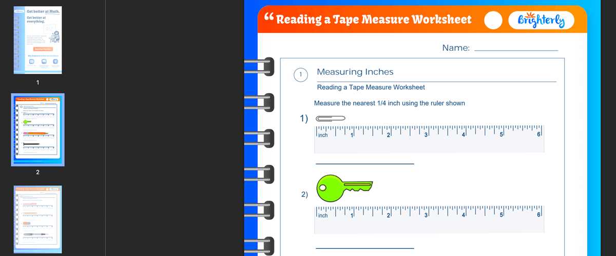 tape measure test with answers