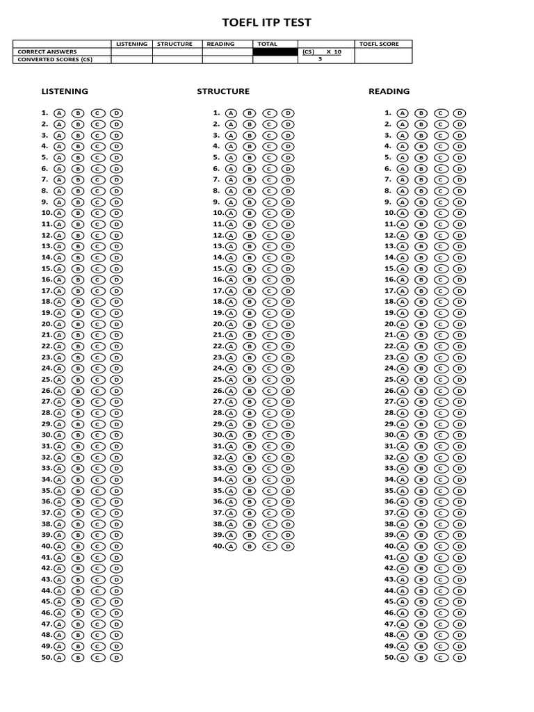 toefl test with answers