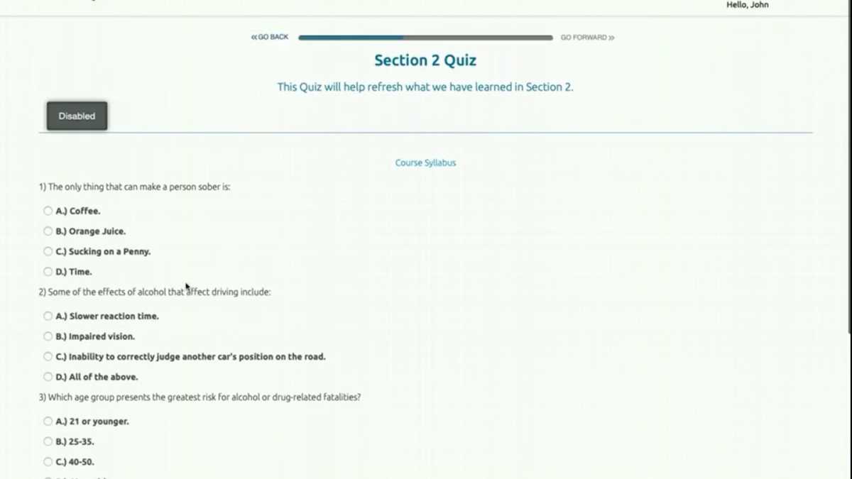 traffic school test answers