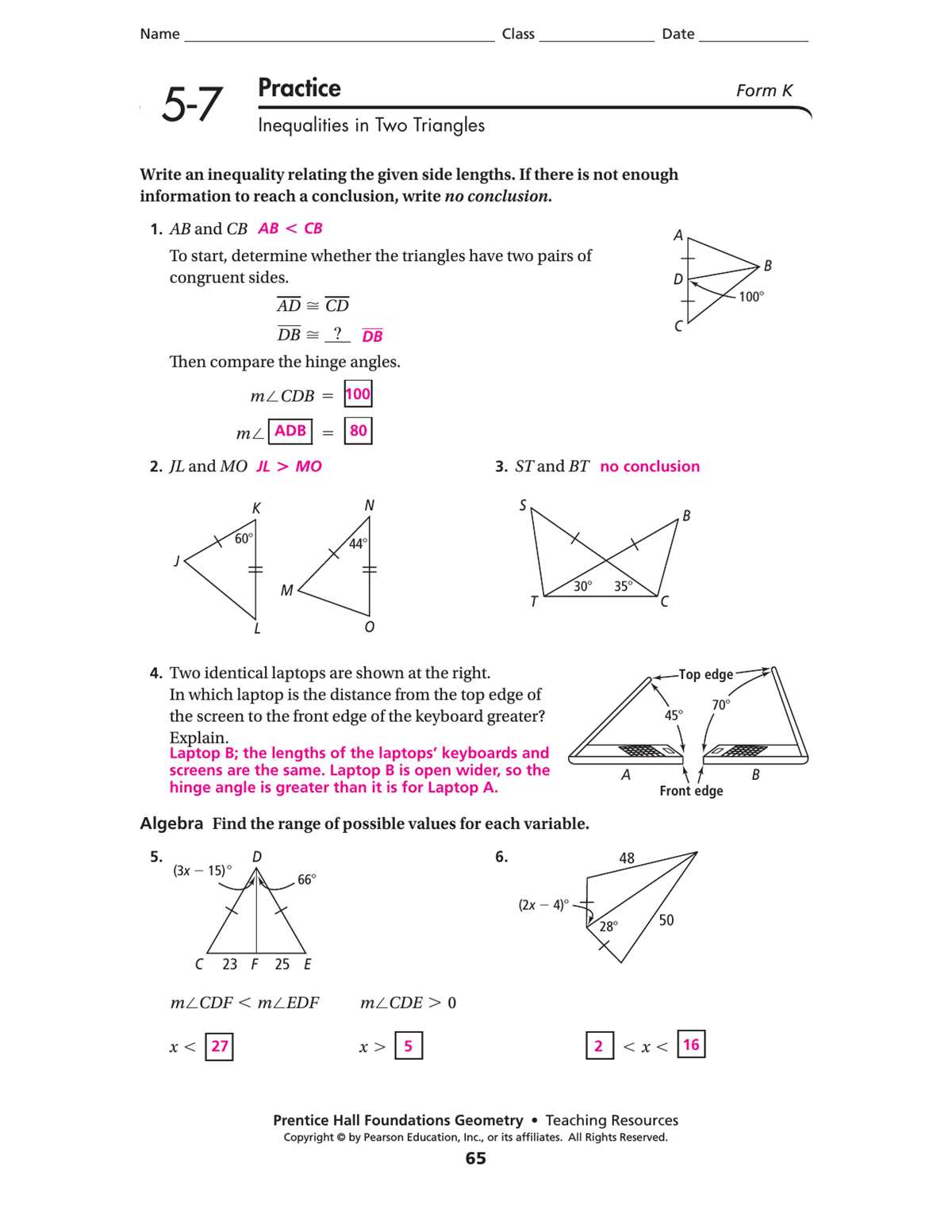 unit 5 practice test congruent similar triangles answers