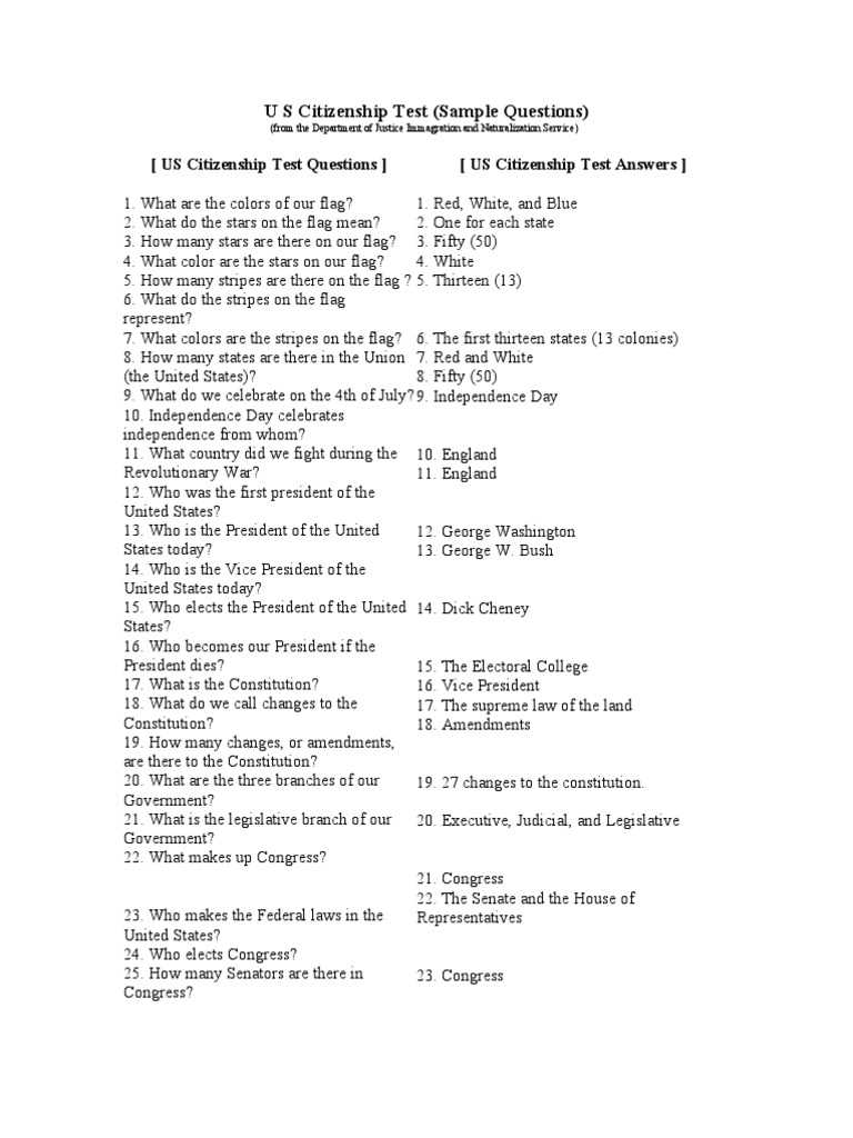 us citizenship practice test questions and answers