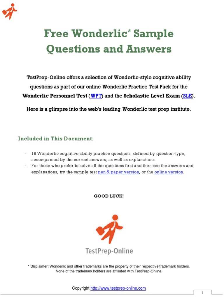 wonderlic online test answers