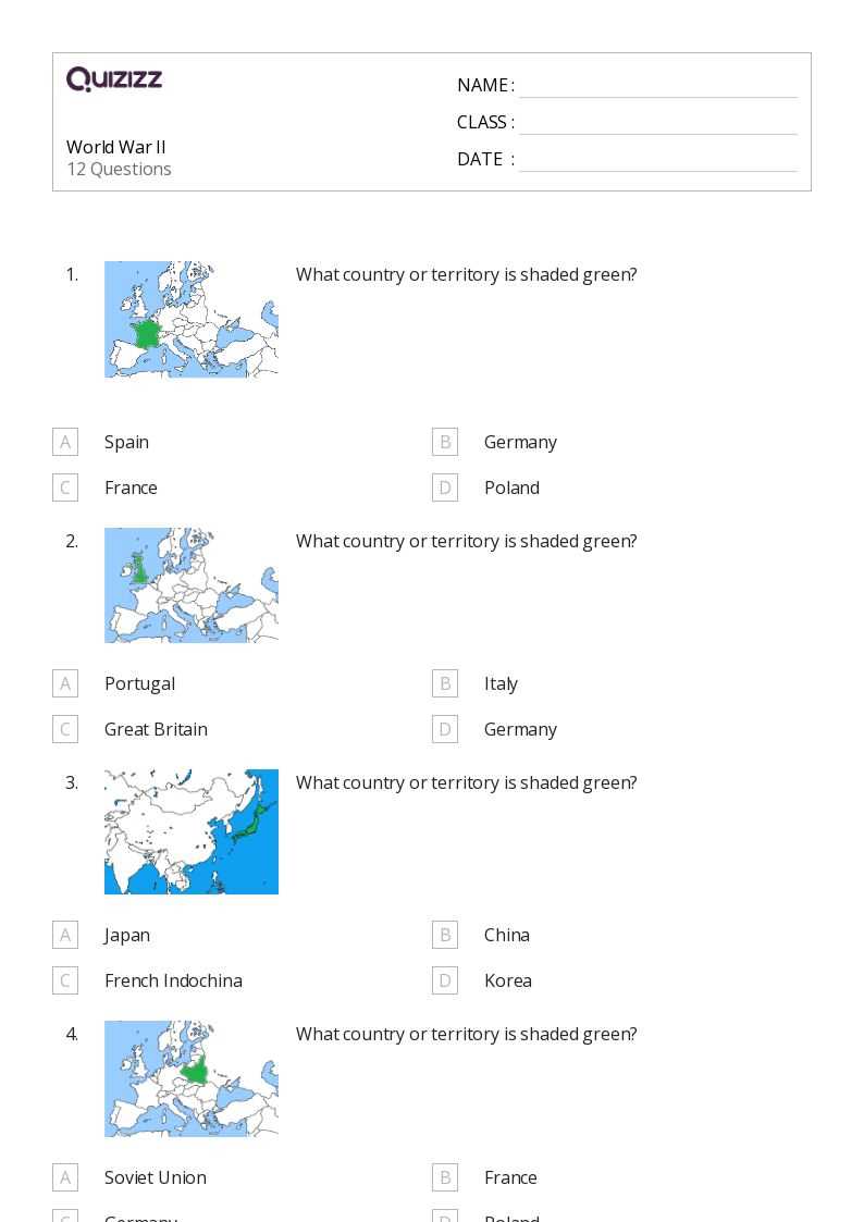 ww2 test answers