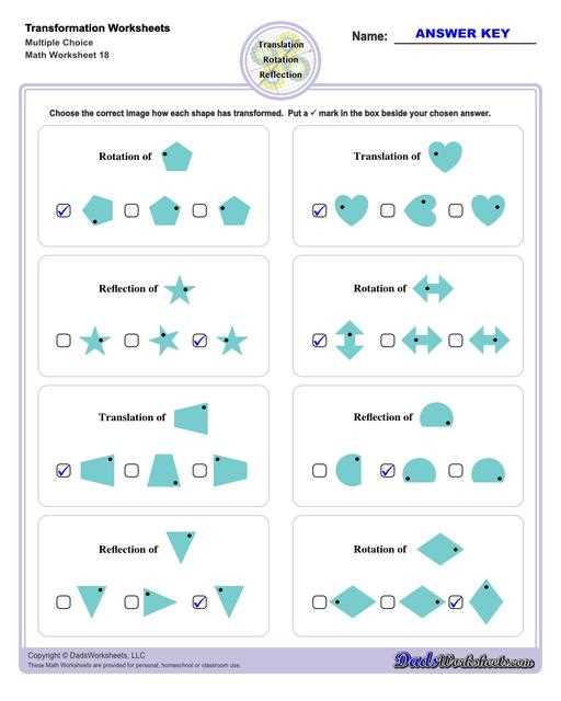 geometry transformations test answer key
