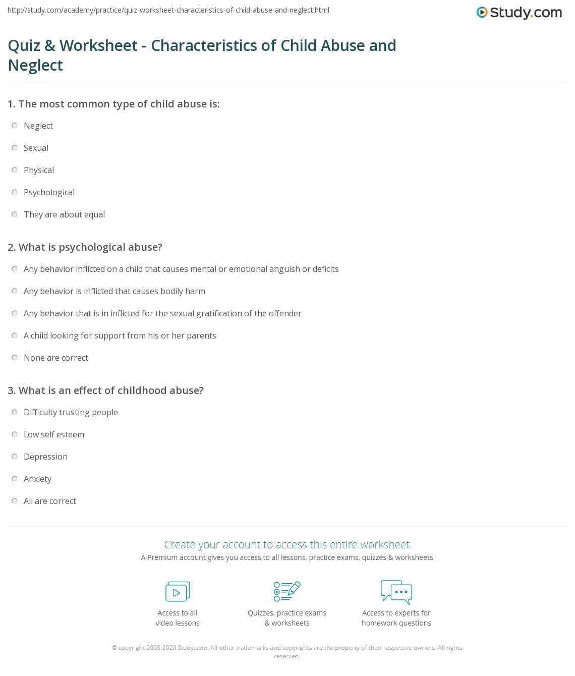 abuse and neglect test answer key