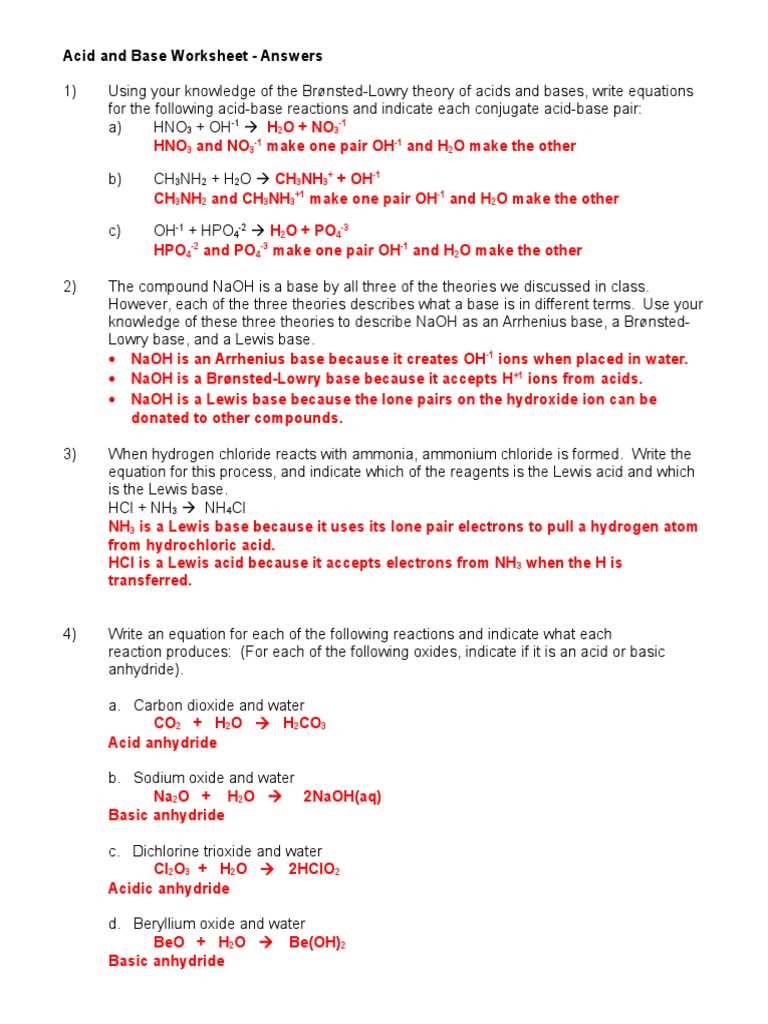 acids and bases test answer key