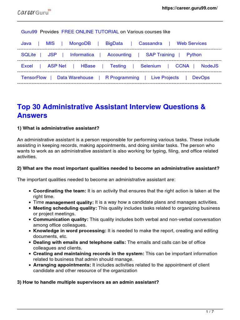 administrative assistant written test questions and answers