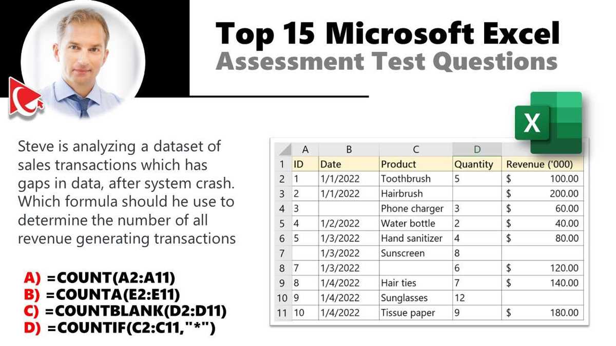advanced excel test questions and answers
